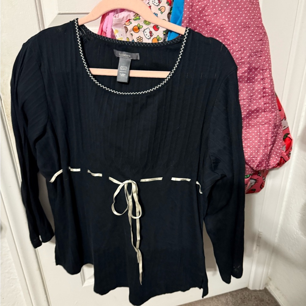 Liz Claiborne Black Top with Ribbon